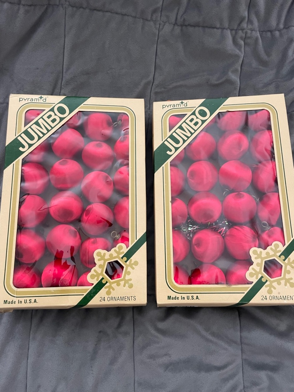 48 Red Pyramid Satin-Sheen Jumbo Christmas Decorations Ornaments